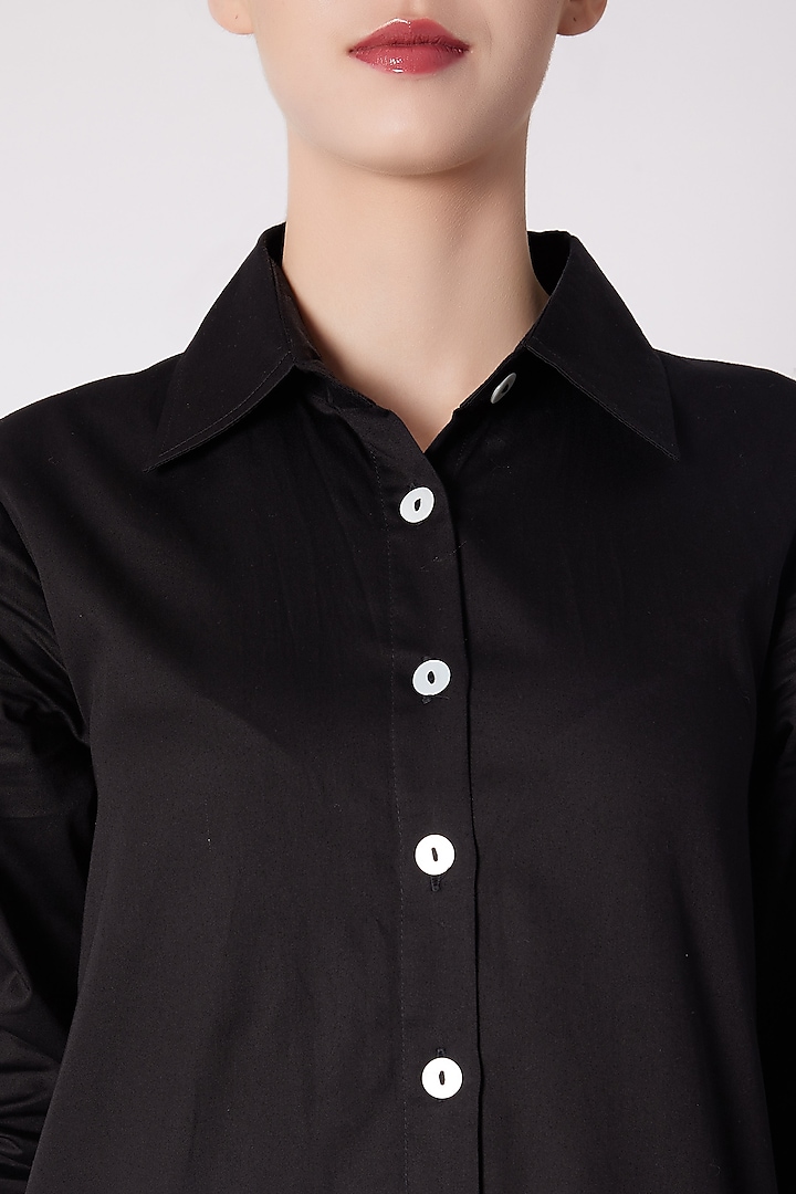 Black Cotton Sateen Dress by ALIGNE at Pernia's Pop Up Shop 2026