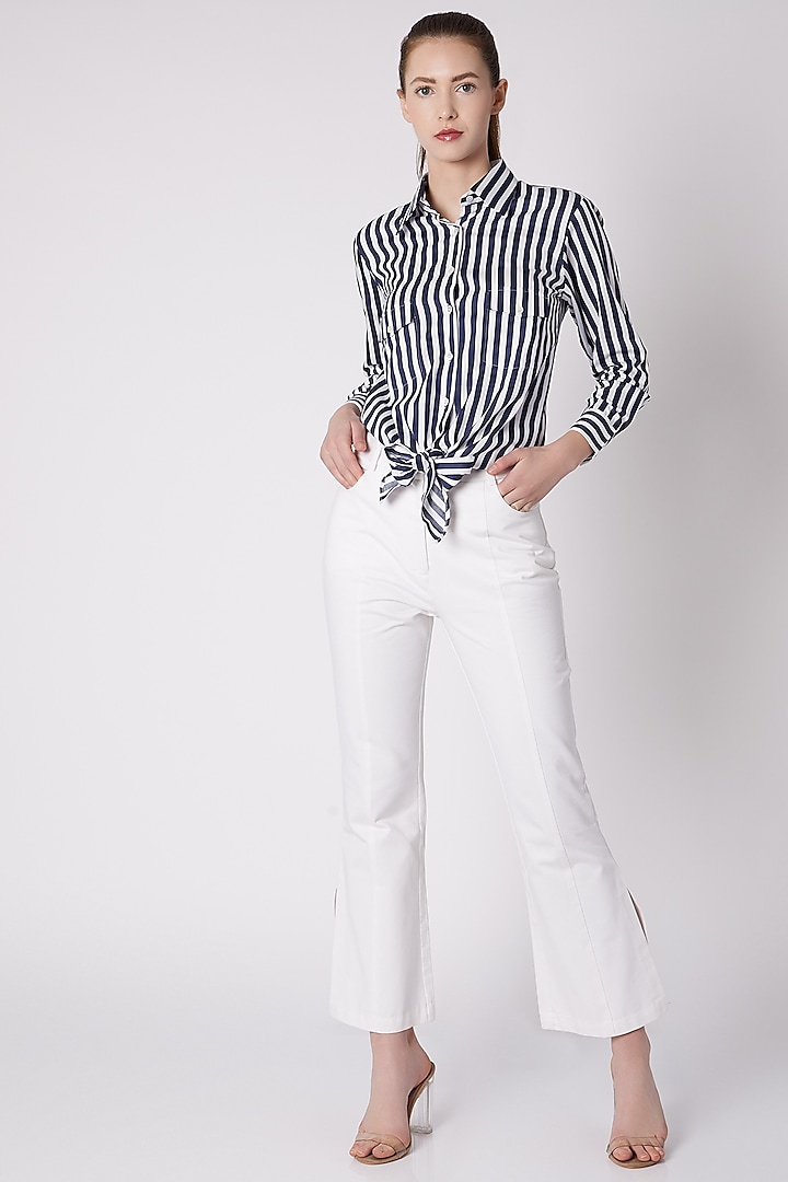 White Cotton Twill Pants by ALIGNE