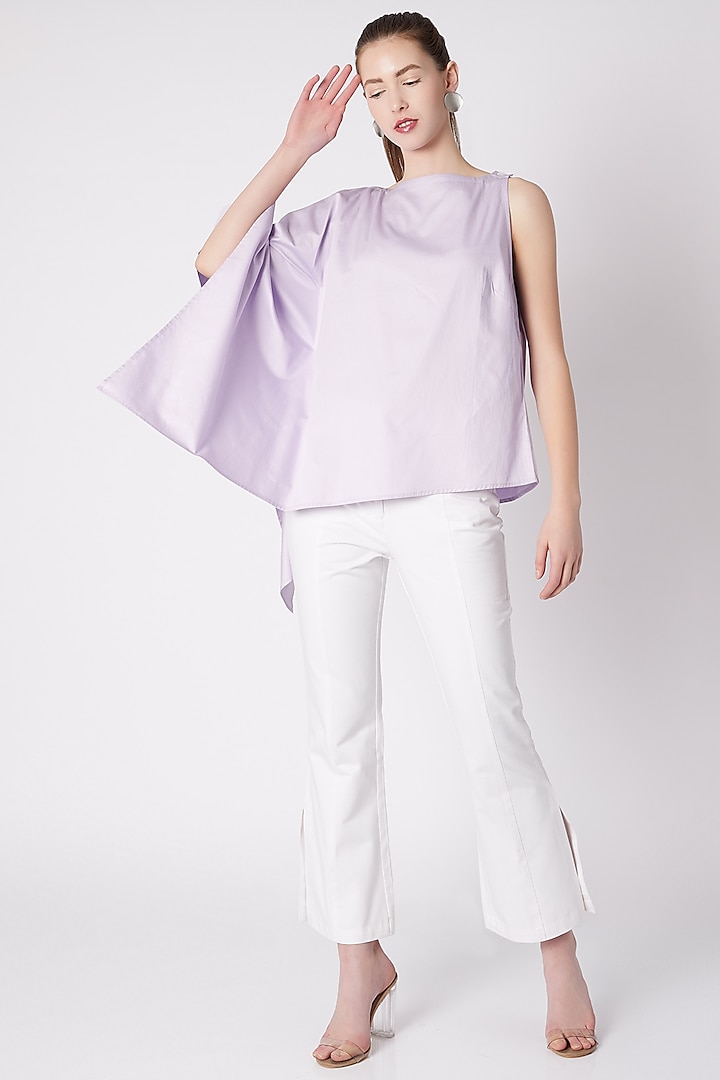 Violet Asymmetric Top With High Neck by ALIGNE