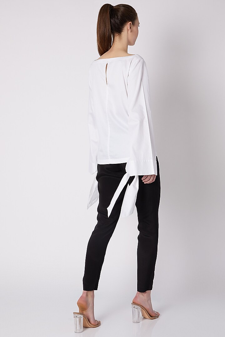 White Cotton Satin Top by ALIGNE at Pernia's Pop Up Shop