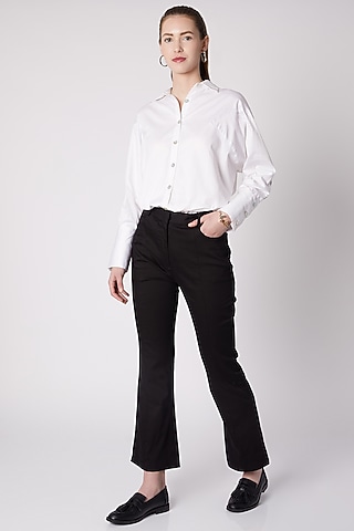 Black Cotton Twill Pants by ALIGNE
