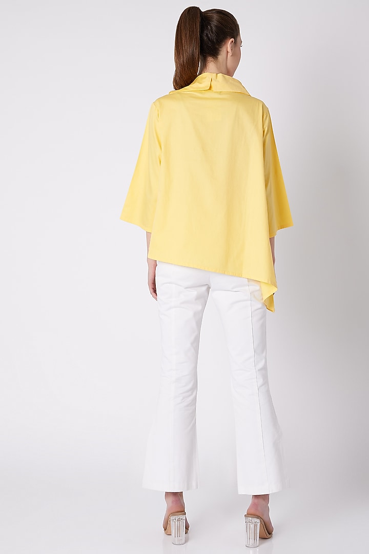 Yellow Cotton Top With Button Closure by ALIGNE at Pernia's Pop Up Shop