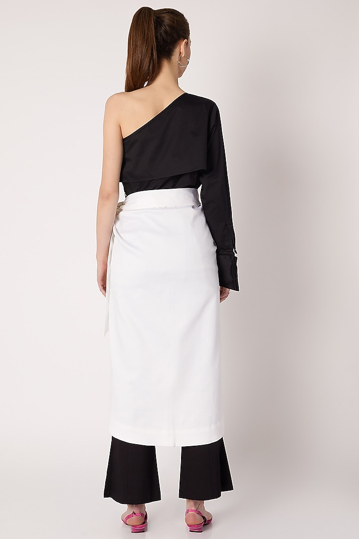 White Cotton Twill Wrap Skirt by ALIGNE at Pernia's Pop Up Shop