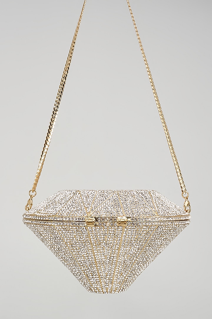 Silver Metal Embellished Clutch by Alor Bags at Pernia's Pop Up Shop