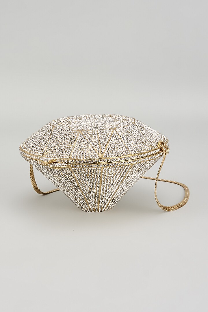 Silver Metal Embellished Clutch by Alor Bags at Pernia's Pop Up Shop