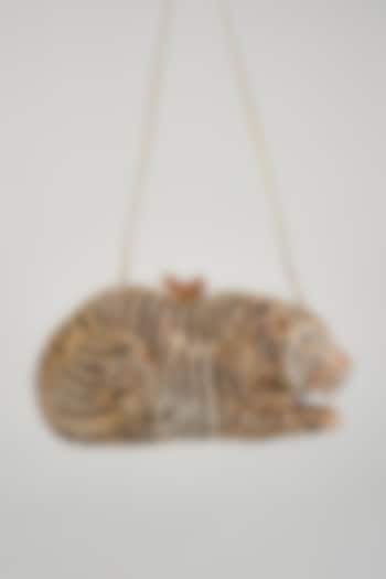 Gold & Black Metal Crystal Embedded Clutch by Alor Bags at Pernia's Pop Up Shop