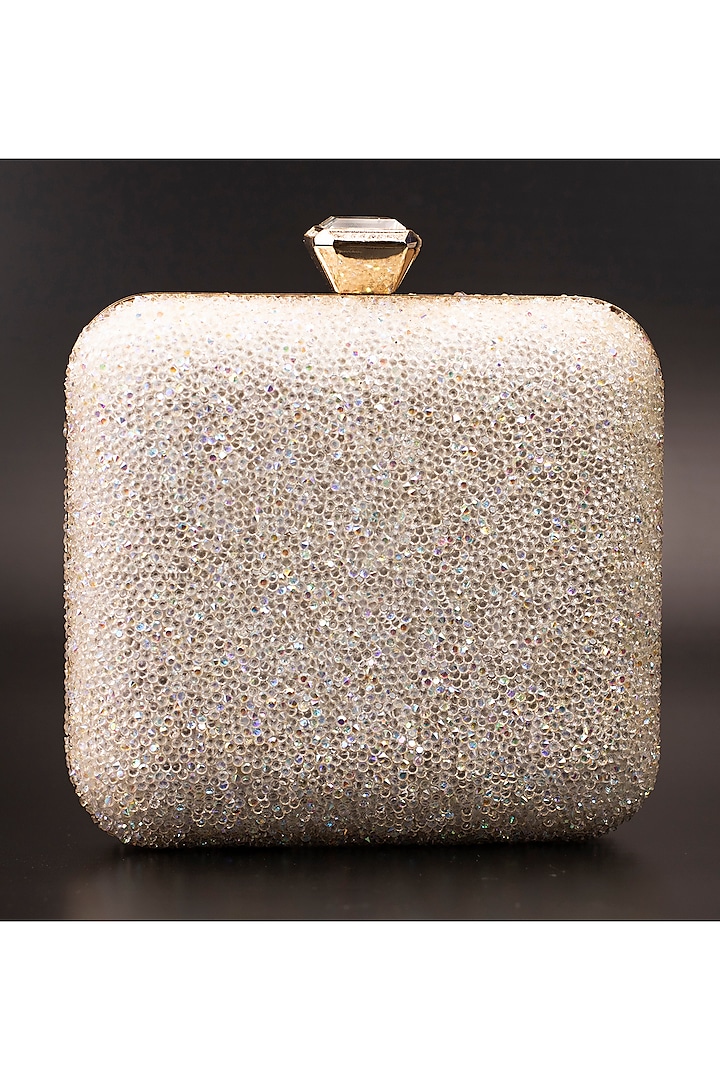 White Crystal Embellished Diamante Clutch by Alor Bags at Pernia's Pop Up Shop