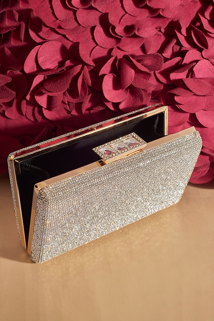 Silver Crystal Embellished Bling Clutch by Alor Bags at Pernia's Pop Up Shop