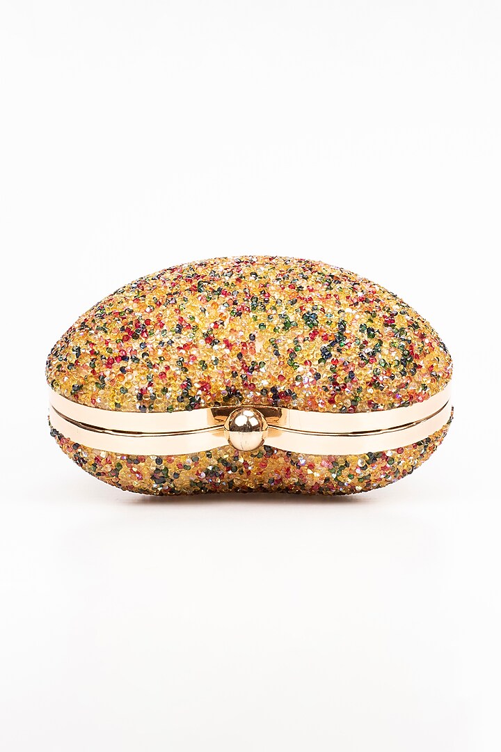 Yellow Crystal Embellished Heart Clutch by Alor Bags at Pernia's Pop Up Shop