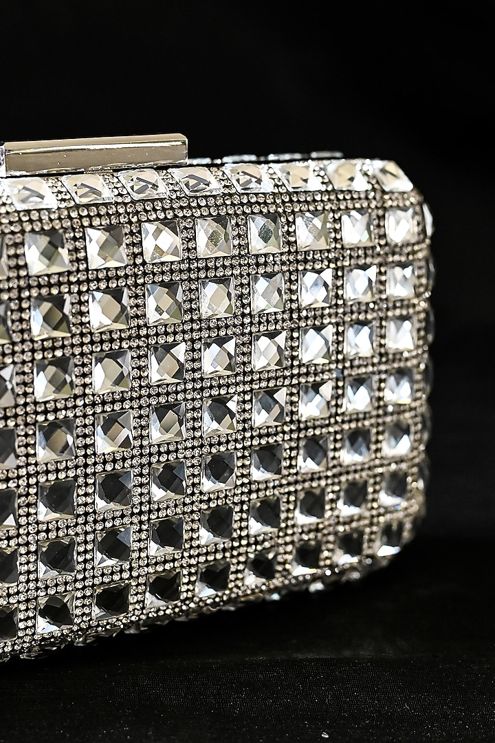Silver Crystal & Diamond Embellished Clutch by Alor Bags at Pernia's Pop Up Shop