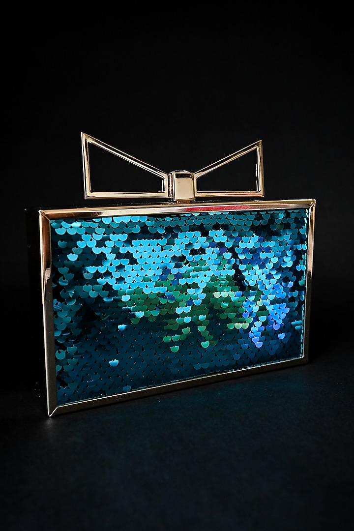 Blue Sequins Embellished Clutch by Alor Bags at Pernia's Pop Up Shop