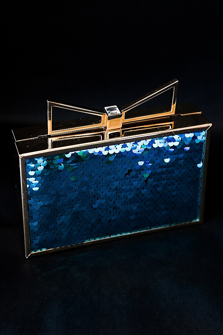 Blue Sequins Embellished Clutch by Alor Bags at Pernia's Pop Up Shop