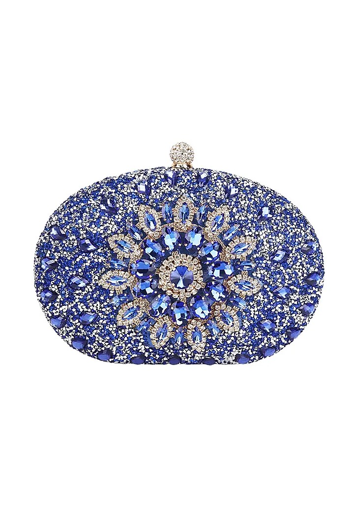 Royal Blue Crystal & Rhinestone Embellished Clutch by Alor Bags at Pernia's Pop Up Shop