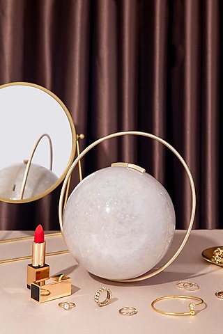 White Ceramic Globe Clutch by Alor Bags