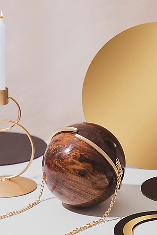 Brown Wood Earthy Clutch by Alor Bags