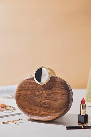 Brown Wooden Clutch by Alor Bags