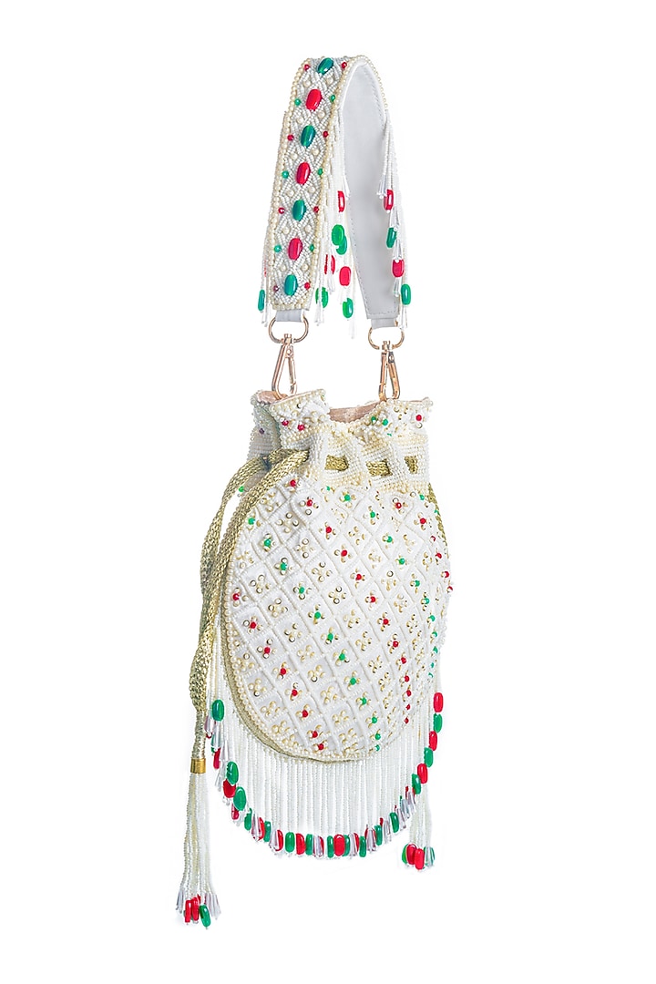 Off White Pearls Embroidered Potli by Aloha by PS