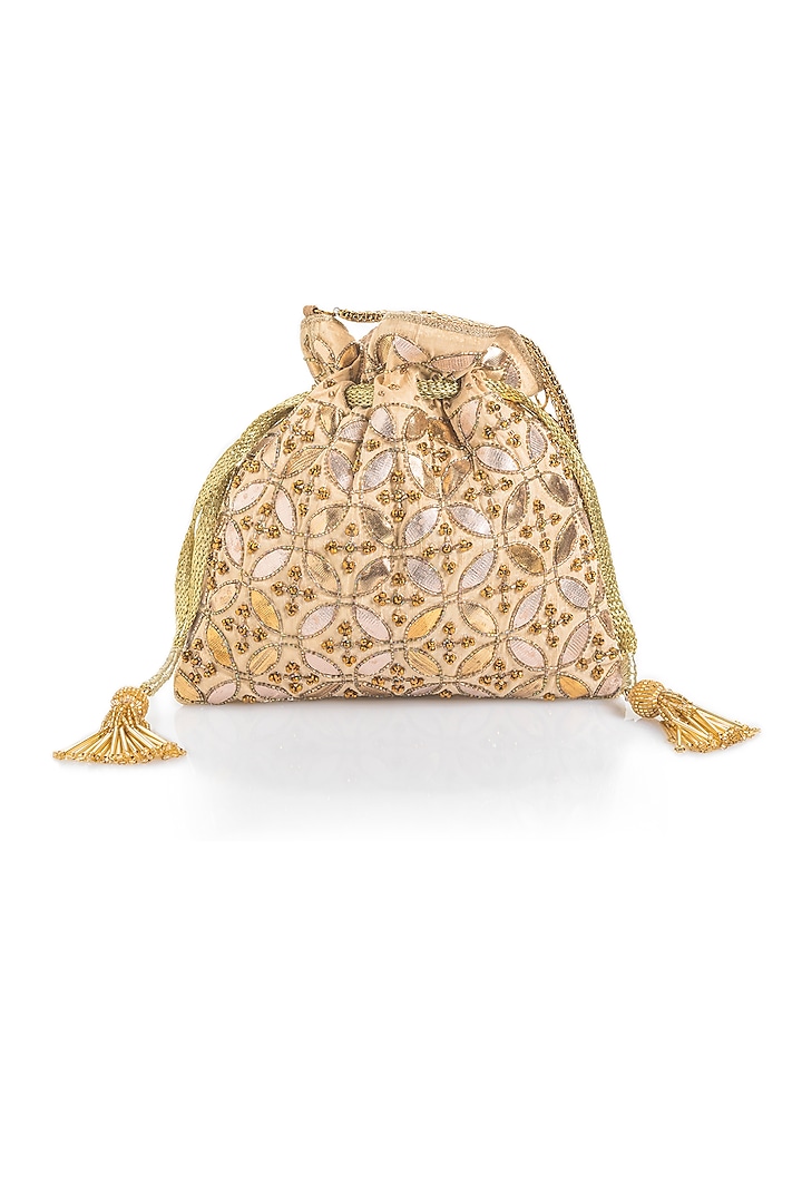 Light Gold Embroidered Potli by Aloha by PS