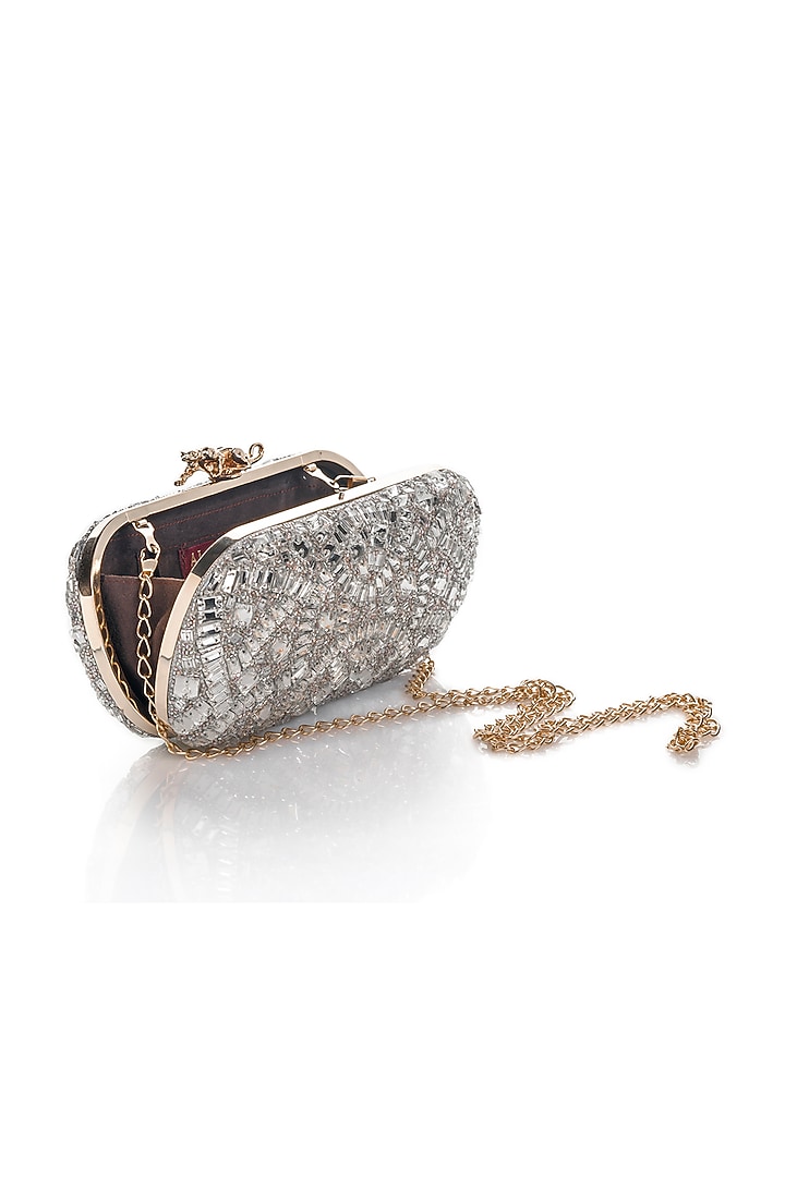 Silver Hand Embroidered Crossbody Clutch by Aloha by PS at Pernia's Pop Up Shop