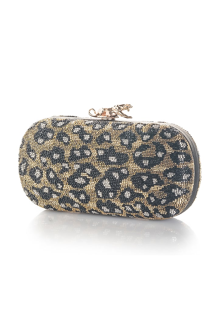 Gold Printed & Embroidered Clutch by Aloha by PS at Pernia's Pop Up Shop