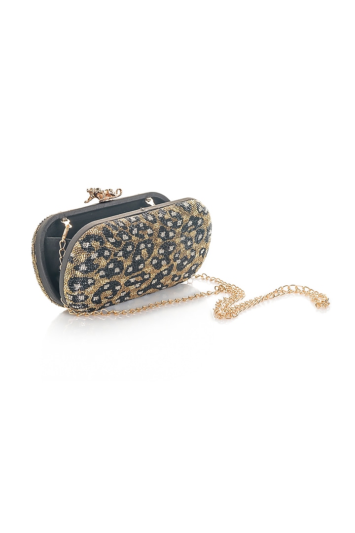 Gold Printed & Embroidered Clutch by Aloha by PS at Pernia's Pop Up Shop
