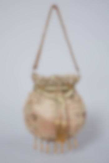 Gold Raw Silk Potli Bag by Aloha by PS