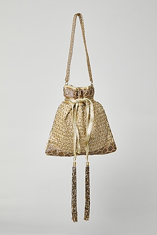Gold Silk & Metal Potli by Aloha by PS