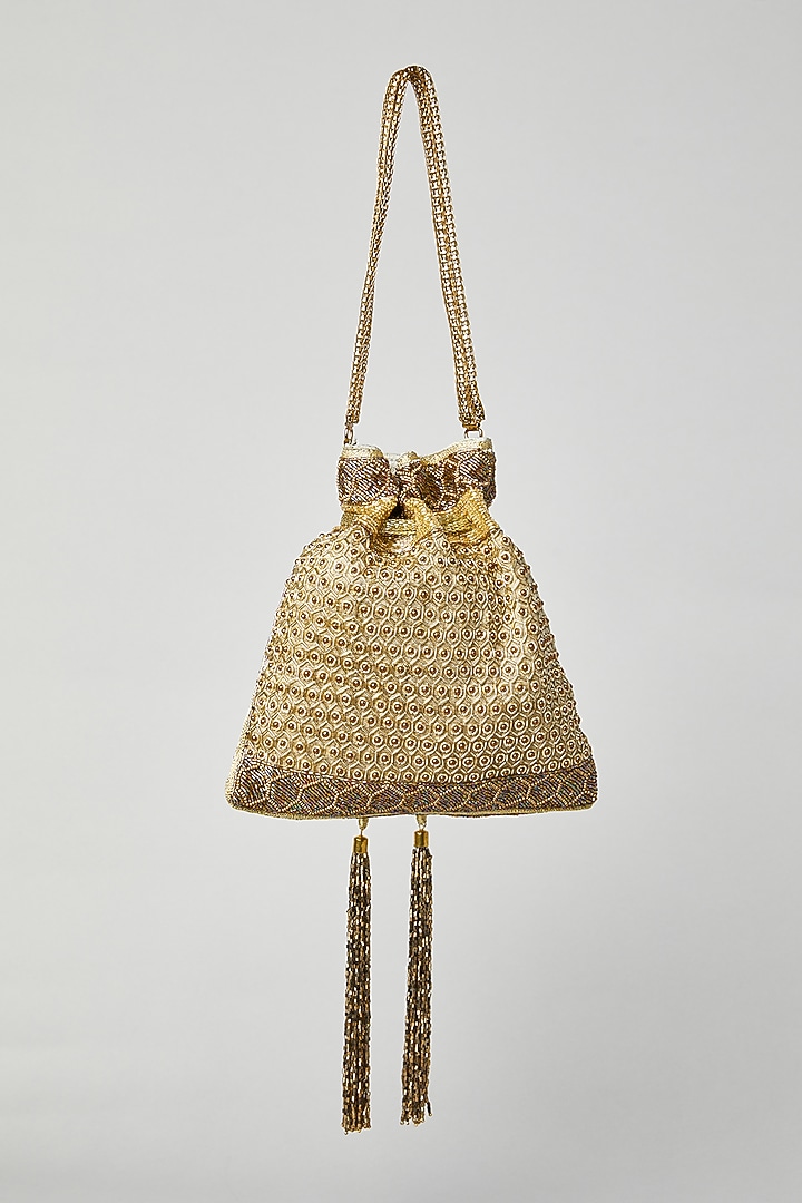 Gold Silk & Metal Potli by Aloha by PS at Pernia's Pop Up Shop