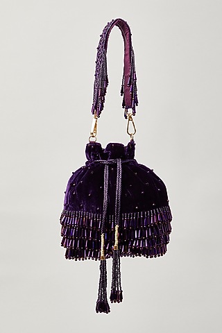 Purple Velvet Embroidered Potli by Aloha by PS