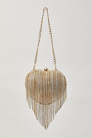 Gold Satin Heart Shaped Clutch by Aloha by PS