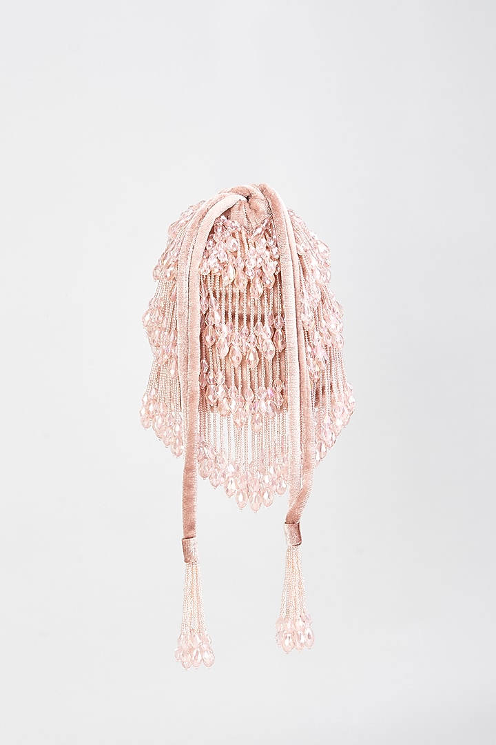 Pink Velvet Embroidered Potli by Aloha by PS at Pernia's Pop Up Shop