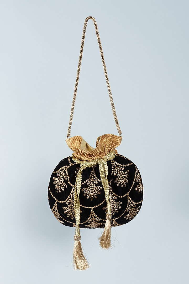 Black Embroidered Potli by Aloha by PS
