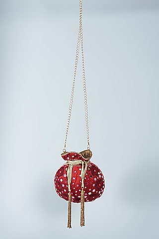 Pinkish Red Embroidered Potli by Aloha by PS