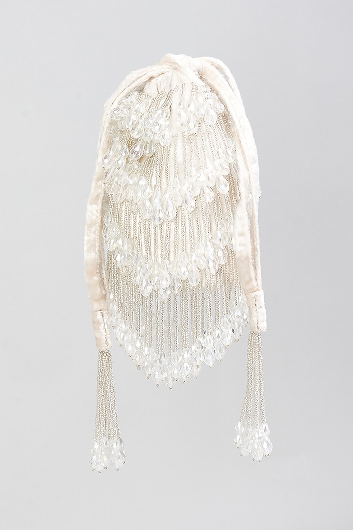 White Velvet Embroidered Potli by Aloha by PS at Pernia's Pop Up Shop