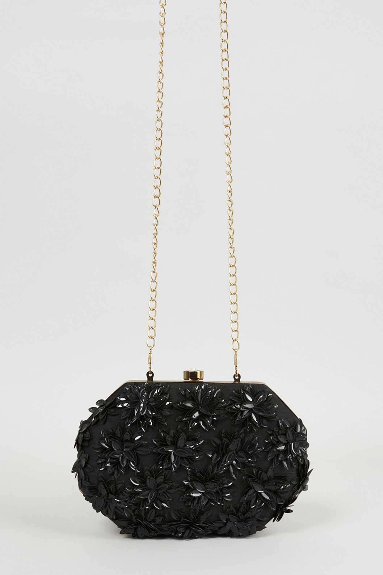 Black Hand Embroidered Clutch by Aloha by PS