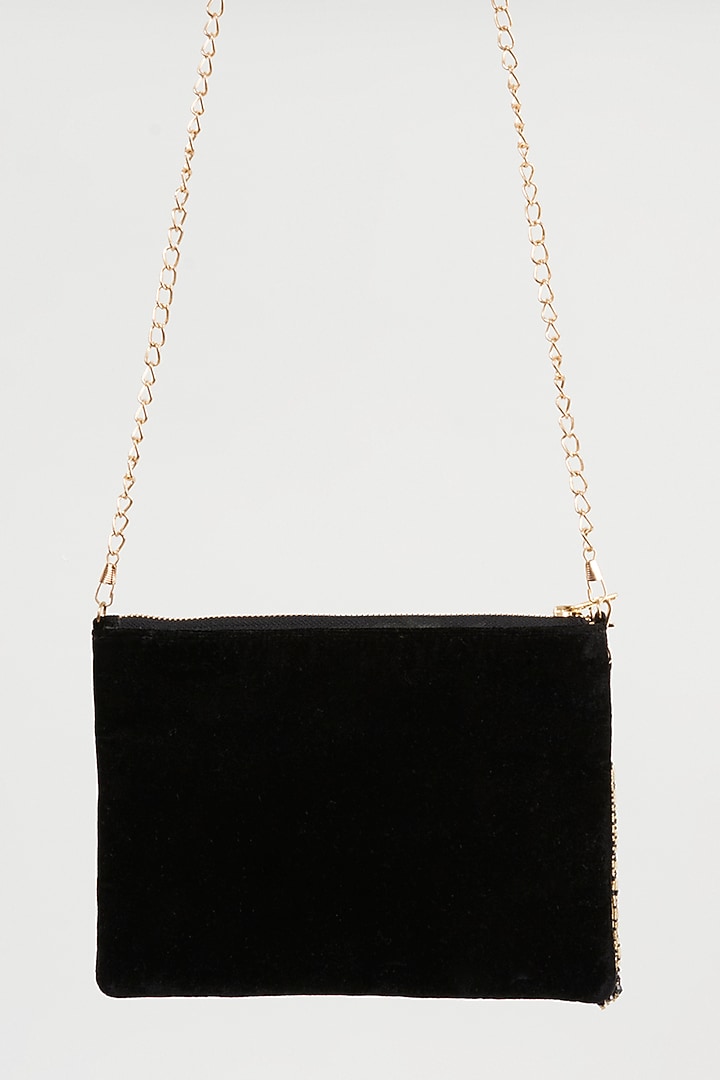 Black Hand Embroidered Cross Body Sling Bag by Aloha by PS at Pernia's Pop Up Shop