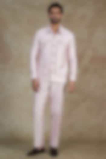 Blush Pink Silk Blend Bomber Jacket Set by ALOUKIK at Pernia's Pop Up Shop