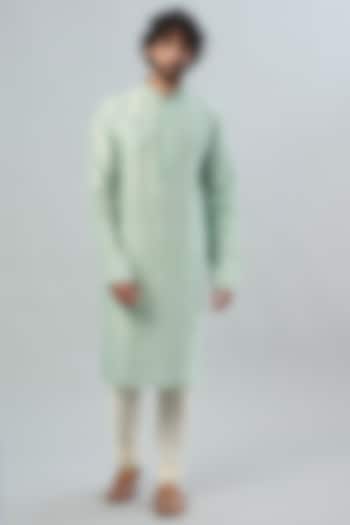 Mint Green Chanderi Embroidered Kurta by ALOUKIK at Pernia's Pop Up Shop