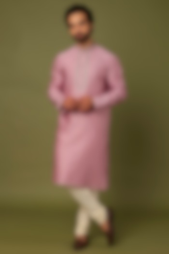 Pink Pure Chanderi Zari Embroidered Kurta by ALOUKIK at Pernia's Pop Up Shop