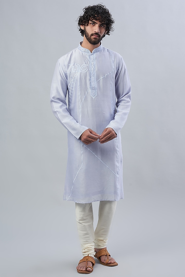 Powder Blue Chanderi Kurta by ALOUKIK at Pernia's Pop Up Shop