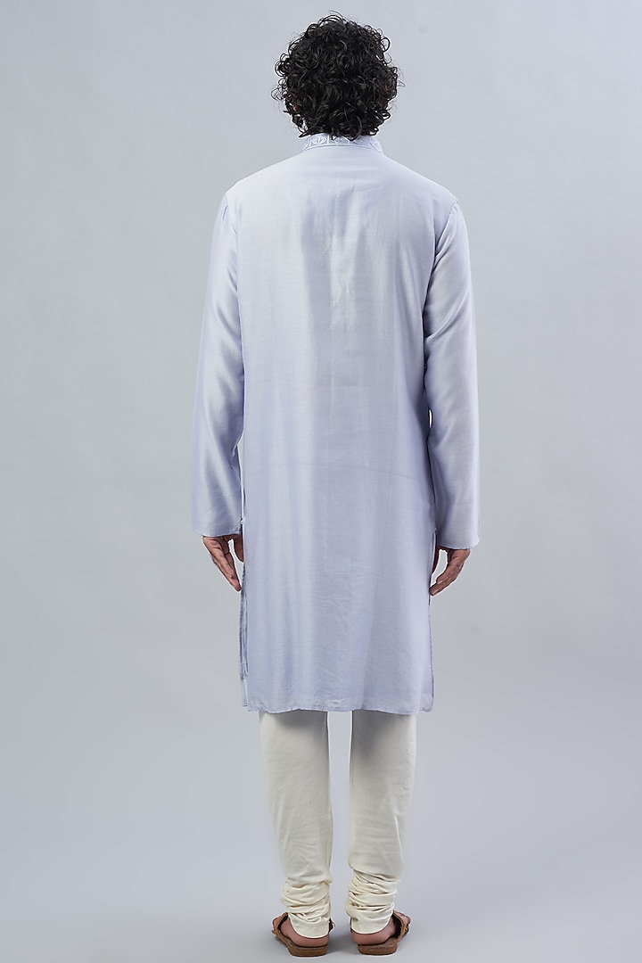 Powder Blue Chanderi Kurta by ALOUKIK at Pernia's Pop Up Shop