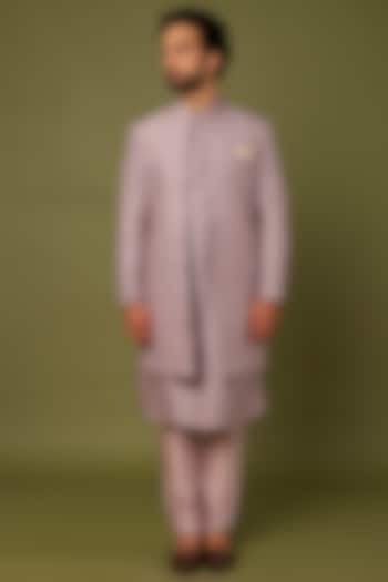 Lilac Pure Chanderi Machine Embroidered Indowestern by ALOUKIK at Pernia's Pop Up Shop