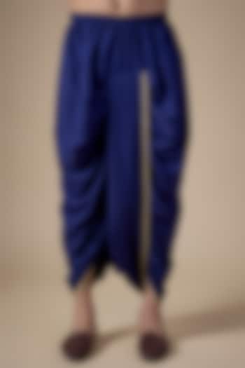Navy Blue Art Silk Dhoti Pants by ALOUKIK at Pernia's Pop Up Shop