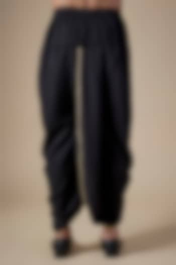 Black Art Silk Dhoti Pants by ALOUKIK at Pernia's Pop Up Shop