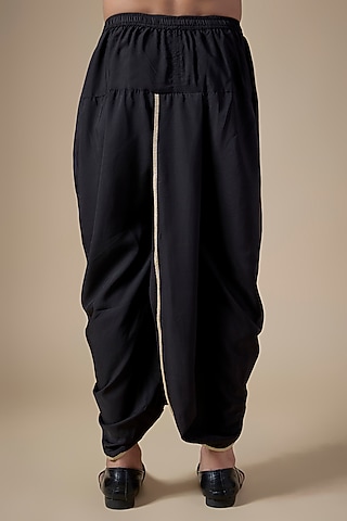 Black Art Silk Dhoti Pants by ALOUKIK