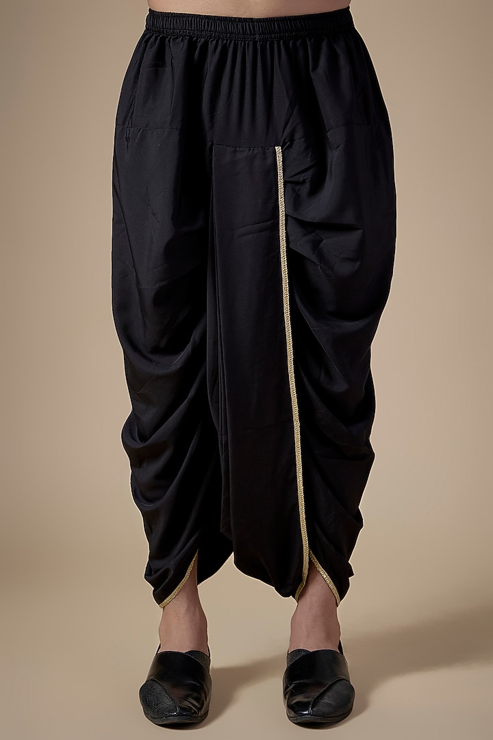 Black Art Silk Dhoti Pants by ALOUKIK at Pernia's Pop Up Shop