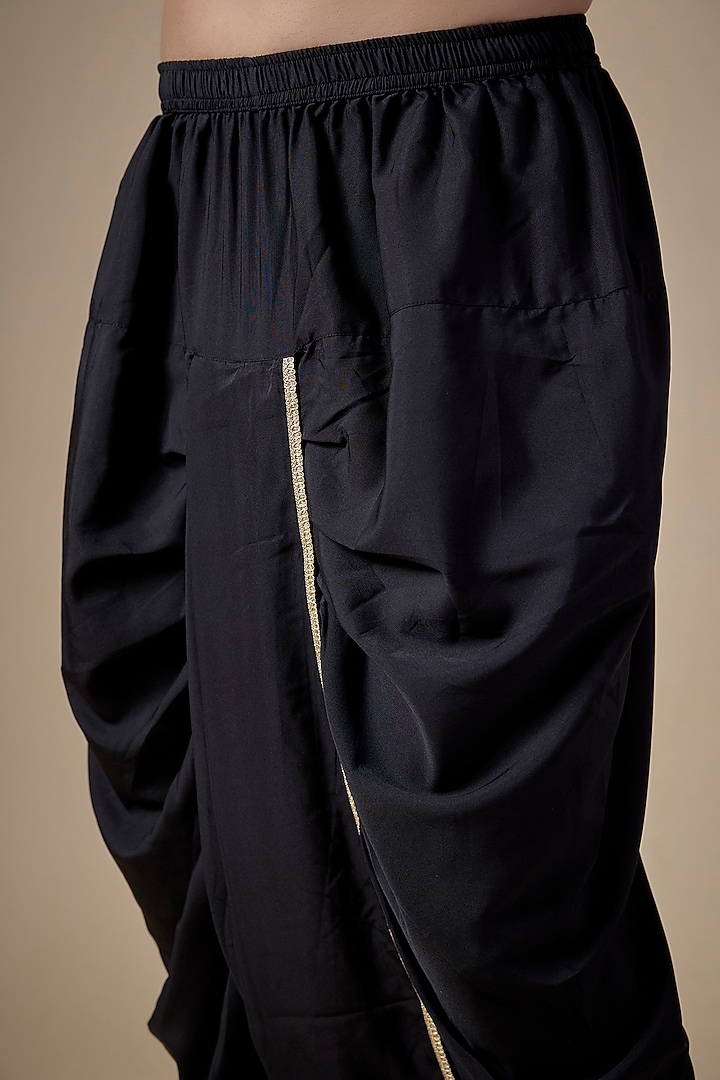 Black Art Silk Dhoti Pants by ALOUKIK at Pernia's Pop Up Shop