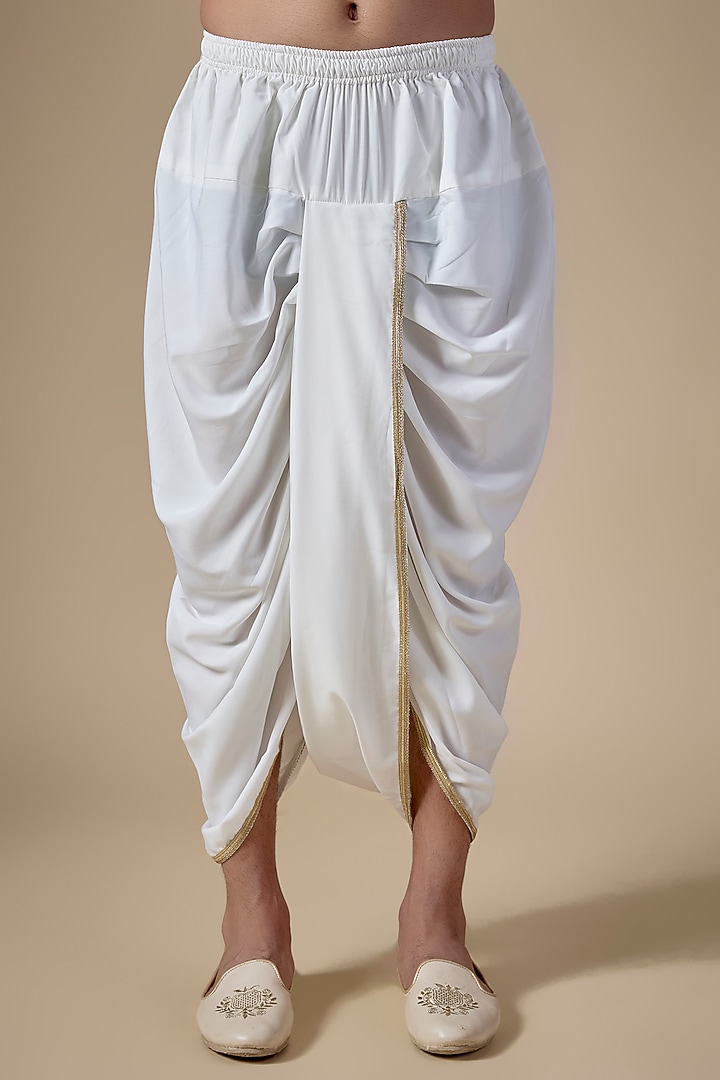 White Art Silk Dhoti Pants by ALOUKIK at Pernia's Pop Up Shop