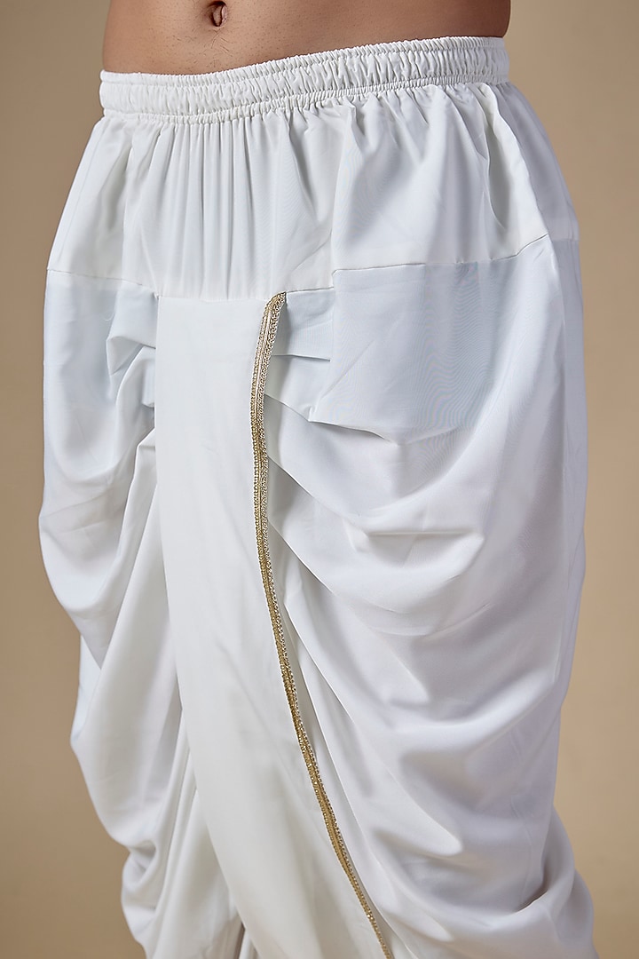 White Art Silk Dhoti Pants by ALOUKIK at Pernia's Pop Up Shop