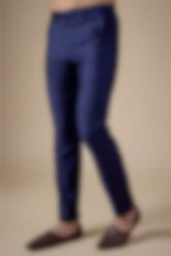 Navy Blue Art Silk Pants by ALOUKIK at Pernia's Pop Up Shop